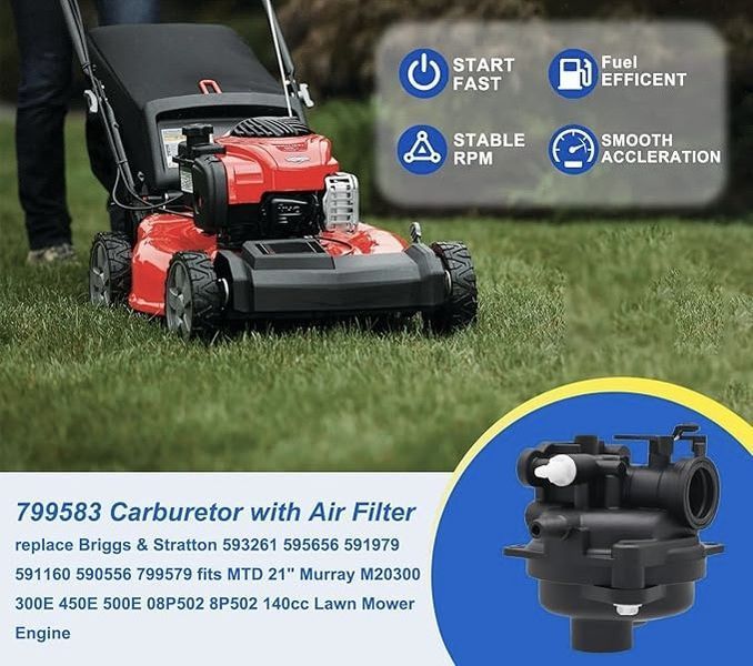 Карбюратор бензокоси для Briggs & Stratton 799583, 590556, 591979, 595656 серії 300E, 450E, 500E 6670 фото