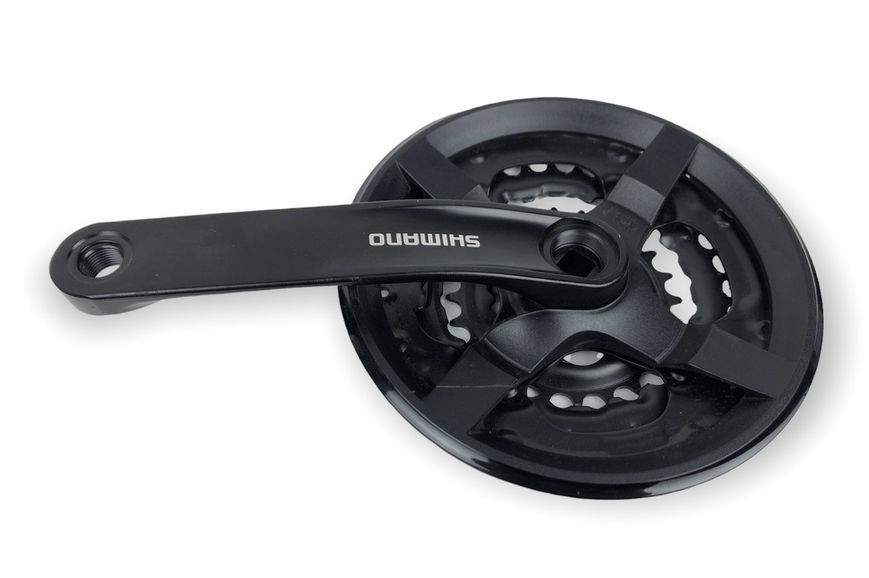 Шатуни вело Shimano FC-M131, 170мм, 42*34*24T, з чорним захистом 3121 фото