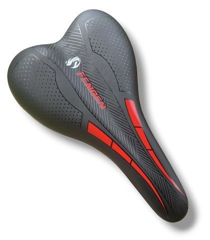 Сідло велосипедне комфортне MTB 260&times;150 мм чорно-червоне 8322 фото